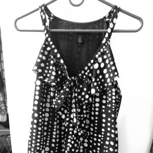 White House Black Market - black polka dots blouse